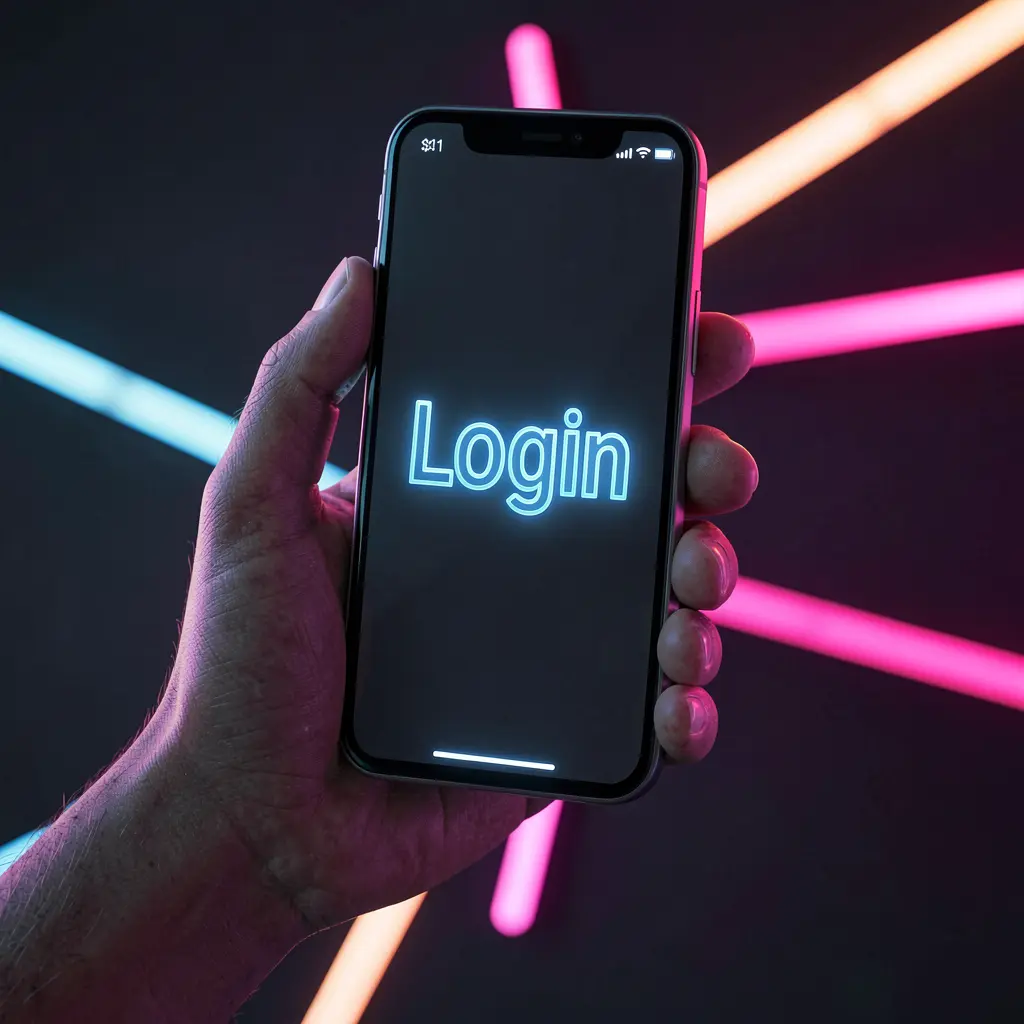 Modern smartphone with a glowing login screen symbolizing secure access to the DDPH account for online casino players in the Philippines